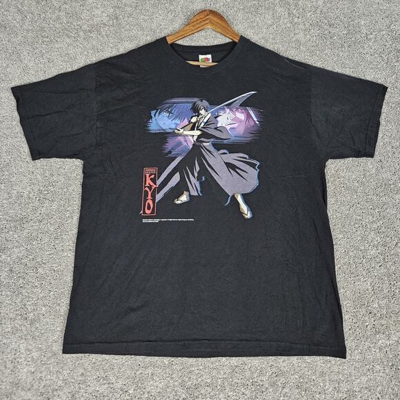 Vtg Samurai Deeper KYO Anime Shirt Mens XL Black T-Shirt Japanese Manga Y2K